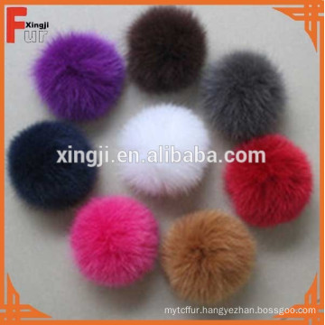 Top quality dyed fox fur pom poms for hat/scarf/garment